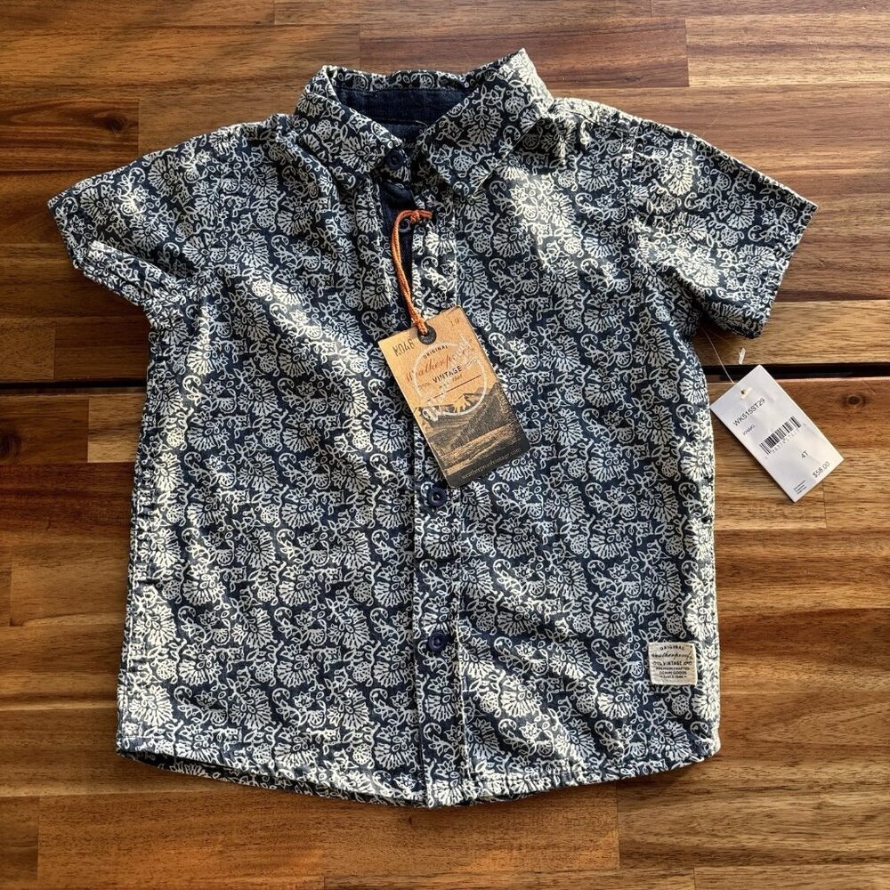 Weatherproof‎ Vintage Kids Button Down Shirt Size 4T Cotton Preppy Travel NWT